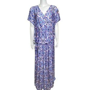 Koh Koh Maxi Dress Womens Size 4X Short Sleeve V Neck Elastic Waist Pullover
